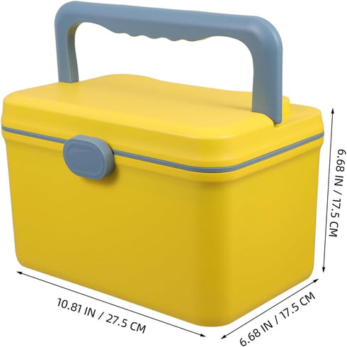 NOLITOY Empty First Aid Box Organizer (Yellow), Multi-Layer Plastic Medicine Storage Container with Handle for Baby