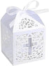 50PCS Baptism Favor Boxes, 2.2''x2.2'' Laser Cut with 50 Ribbons for Baby Shower & First Communion Party
