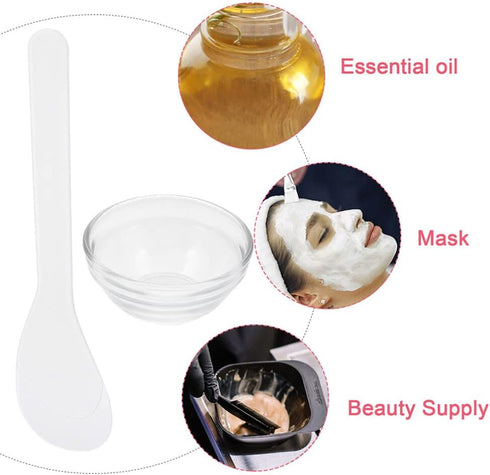 FOMIYES Facial Masks Mixing Bowl Set, 5 Sets with Spatula, Clear Glass Cosmetic Mix Bowl for DIY Masks