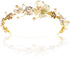 NODG Gold Tiaras for Women, Pearl Bride Crowns Wedding Headpiece, Gold Flower Bridal Hair Piece