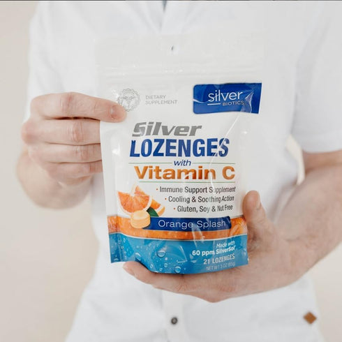 Silver Biotics Colloidal Silver Lozenges | 60 ppm SilverSol Ag4O4 Technology | Immune Support + Throat Soothing | 21