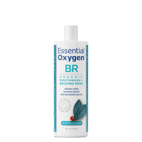 Essential Oxygen Certified BR Organic Brushing Rinse, All Natural Mouthwash for Whiter Teeth, 16 Ounce