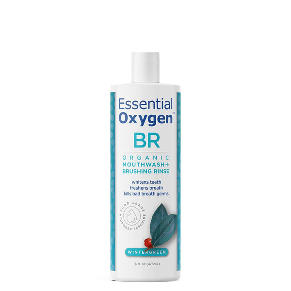Essential Oxygen Certified BR Organic Brushing Rinse, All Natural Mouthwash for Whiter Teeth, 16 Ounce