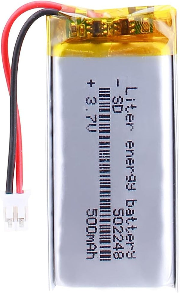 3.7V 500mAh Lipo Battery, 502248 Rechargeable Lithium Polymer Ion Battery with JST Connector