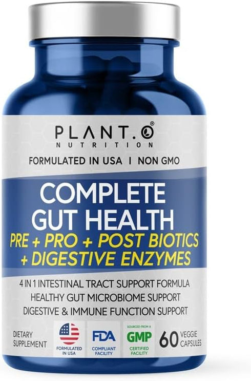 4-in-1 Prebiotic Probiotic & Postbiotic for Complete Gut Support, 60 Capsules