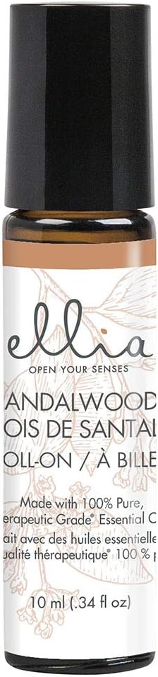 Ellia Sandalwood Essential Oil Roll-On - 10ml, 100% Pure, Therapeutic Grade