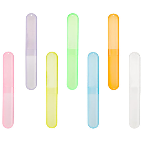 Hedume 35 Pieces Travel Toothbrush Case - Portable Plastic Dust-proof Holder in 7 Colors for Travel & Camping