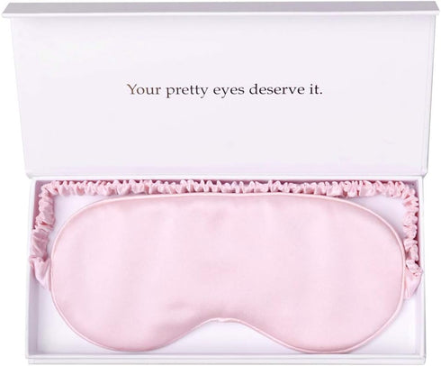 Silk Sleep Mask, Light Blocking Luxury 100% Mulberry Silk Eye Mask with Travel Bag Gift Package