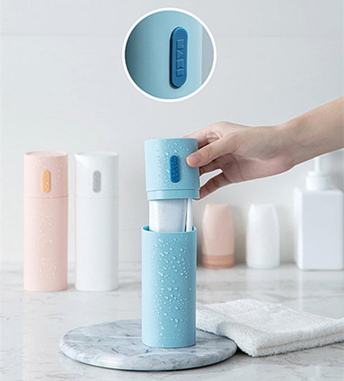 Kinteshun Travel Toothbrush Case Portable Toothbrush and Toothpaste Container Holder with Mouthwash Cup Oral cleaning