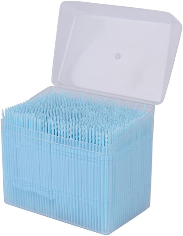 1100pcs Soft Plastic Double-Head Brushed Toothpick for Oral Care Interdental Brush