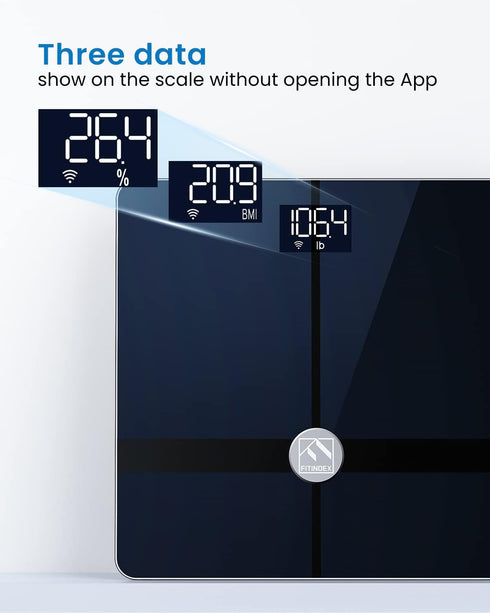 FITINDEX Wi-Fi Scale for Body Weight, Bluetooth Body Fat Scale, Smart Digital Weight BMI Scale, 13 Body Composition