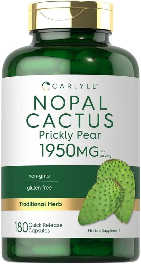 Carlyle Prickly Pear 1950 mg | 180 Capsules | Non-GMO Gluten Free Nopal Cactus Supplement