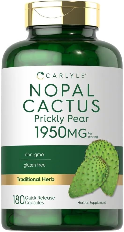 Carlyle Prickly Pear 1950 mg | 180 Capsules | Non-GMO Gluten Free Nopal Cactus Supplement