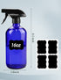 Wedama 2 Pack Blue Glass Spray Bottles, 16oz for Cleaning Solutions and Essential Oils, Refillable with Adjustable