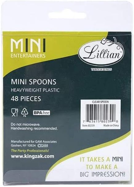 Lillian Tablesettings Mini Spoon | Clear | 48 Count Plastic Serve-ware (Spoons)