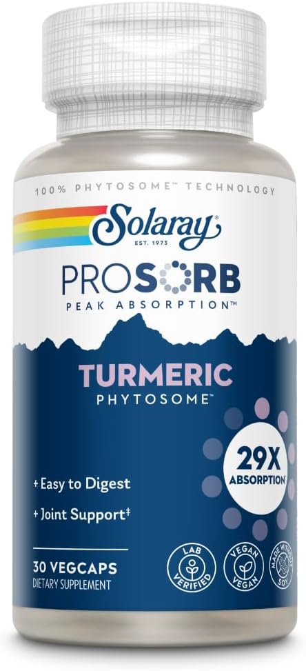 SOLARAY Turmeric Phytosome 500 mg - 29X Absorption Curcumin Supplement for Joint Support, 30 Servings