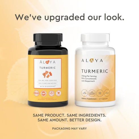 Alaya Naturals - Premium Turmeric Curcumin with Bioperine - 750 mg with 95% Standardized Curcuminoids Per Capsule - High Potency, Absorption, & Availability - Non-GMO, Lab Tested