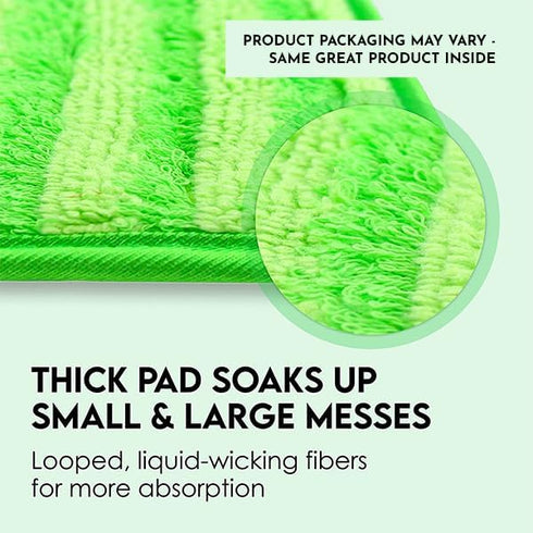 Reusable Floor Mop Pads, Swiffer Wet Jet Compatible Refills, 2 Pack, 12-inch Microfiber, Eco-Friendly