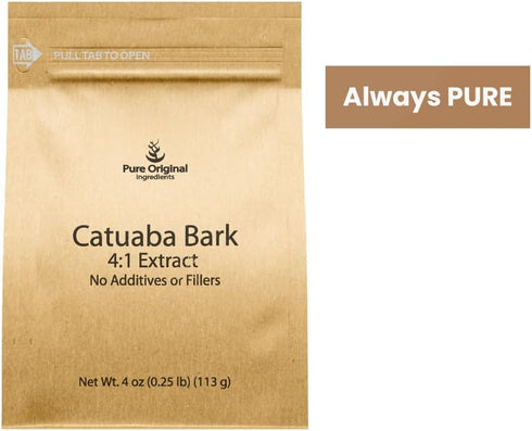 Catuaba Bark Extract by PURE ORIGINAL INGREDIENTS, 4 oz, 4:1 Extract, Fine Powder Supplement