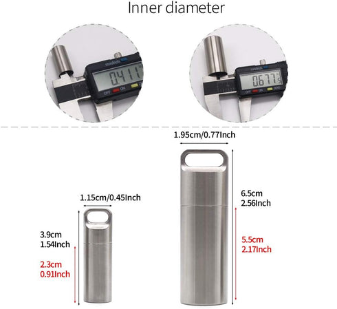 HRX Package Waterproof Stainless Steel Pill Case Keychain, Durable Small Pill Box for Men, Outdoor EDC Tool
