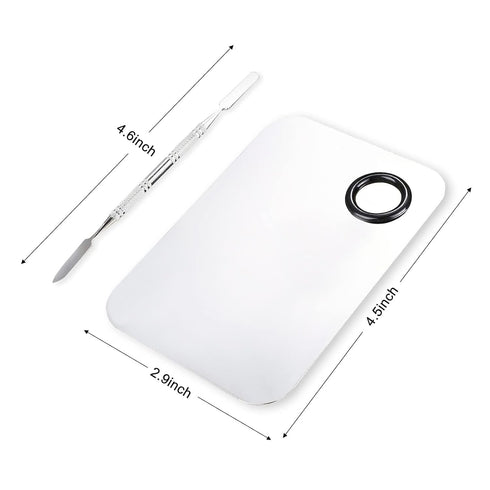 Makeup Mixing Palette, Upgraded Stainless Steel Metal Mixing Tray with Spatula for Foundation and Nail-Art