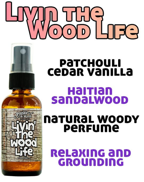 Frankie & Myrrh Livin' The Wood Life Aromatherapy Spray, Patchouli, Vanilla, Sandalwood, Cedar, 100% Pure Oils