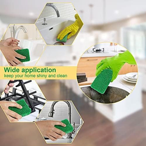 10 Pcs Silicone Sponge Scrubber, No Odor Reusable Kitchen Sponge for Dishes, Cookware, Sink, Bathroom, Non-Scratch