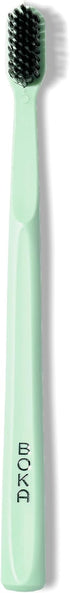 Boka Classic Manual Toothbrush with Extra Soft Activated-Charcoal, Bioplastic Handle, Travel Cap, Mint (Pack of 1)