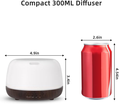 KIMWUVI 300ML Diffuser,7 Essential Oil Diffuser with Remote Control,Quiet Ultrasonic Cool Mist Color LED
