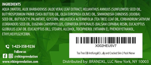 Viking Revolution Tea Tree Oil Cream - Super Balm for Athletes Foot, Eczema, and Nail Treatment (2 Ounce)