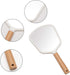 YEAKE Hand Held Mirror with Handle for Makeup, Cute Wood Travel Vanity Mirror for Men & Women (Fanshape)