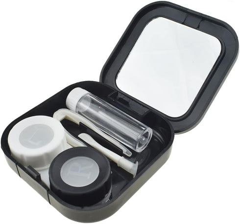 HAHIYO Contact Lens Case Kit with Mirror, Durable Leakproof Holder for Left/Right Eyes, 2 Pack