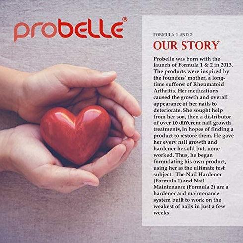 Probelle Nail Hardener Formula 1 - Extra Strong Treatment for Brittle Nails, Grows and Restores Soft, Weak Nails