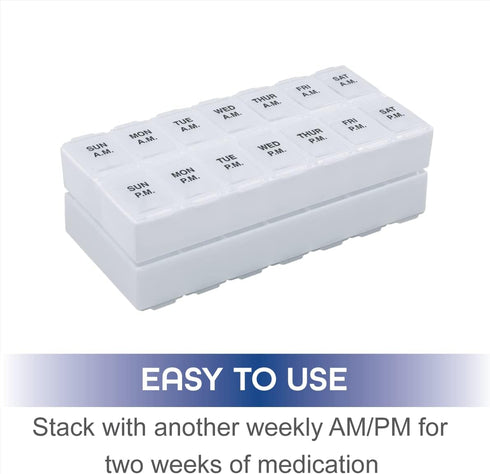 REMIND N TIME (7-Day) 2 Remind N' Time Weekly AM/PM Pill Organizer, Vitamin and Medicine Box, Large Compartments, Times