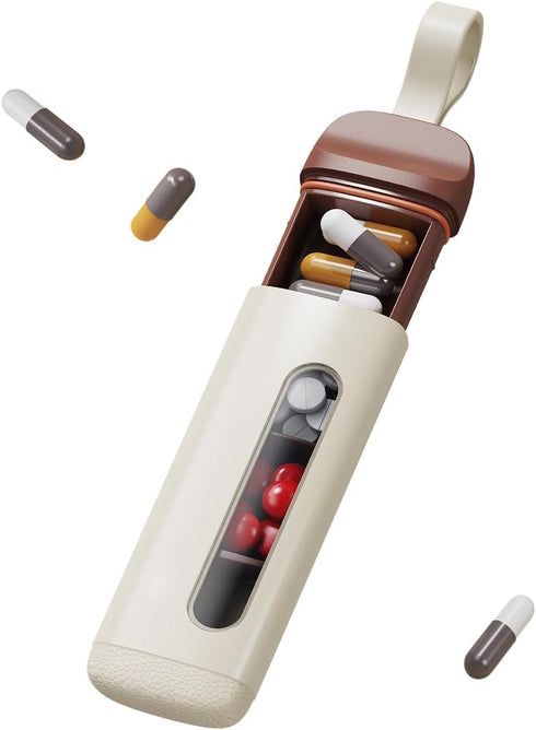SAVN89 Three-Compartment Pill Organizer, Portable Pill Case and Pill Box, Moisture Proof -Travel