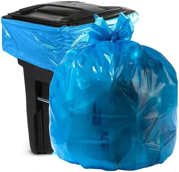 Uieogio Heavy Duty Trash Bags, blue, 33-37 Gallon, 50 Count, Extra Thick Contractor