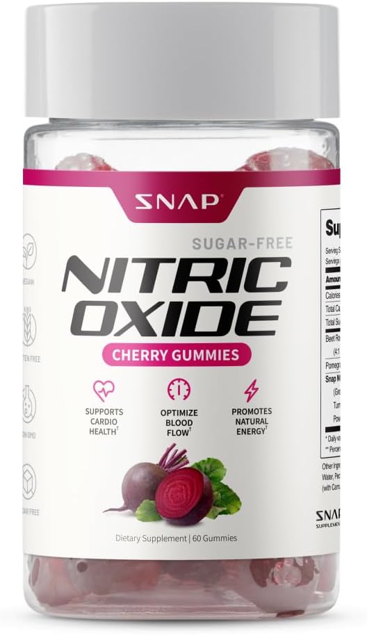 Snap Supplements Sugar Free Nitric Oxide Beet Root Gummies, 60 Gummies