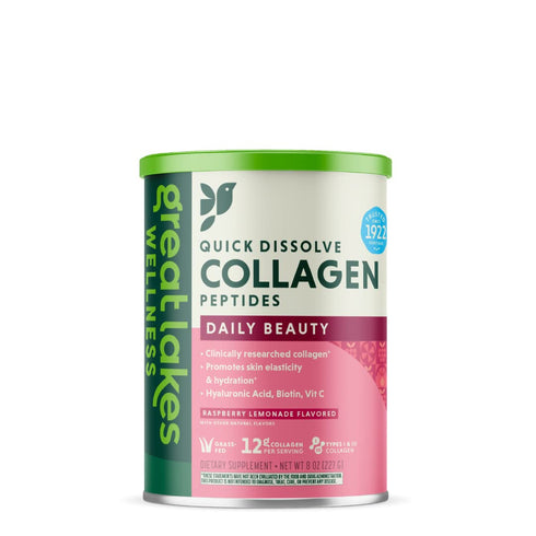 Great Lakes Wellness Beauty Boost Advanced Collagen Peptides - Raspberry Lemonade, Hyaluronic Acid, Biotin, Vitamin C -