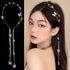 Wedding Butterfly Headband Head Chain, Silver Tassel Hair Hoop Band Decorative Headwear for Women and Girls (02) (01)