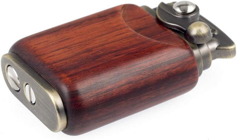 Antique Type Rosewood Wooden Case Soft Flame Rocker Arm Petrol Kerosene Lighter