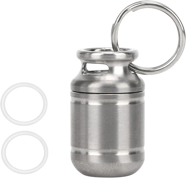 Portable Pill Case: Mini Titanium Alloy Waterproof Medicine Holder with Keychain for Outdoor Sports, Camping, Hiking,