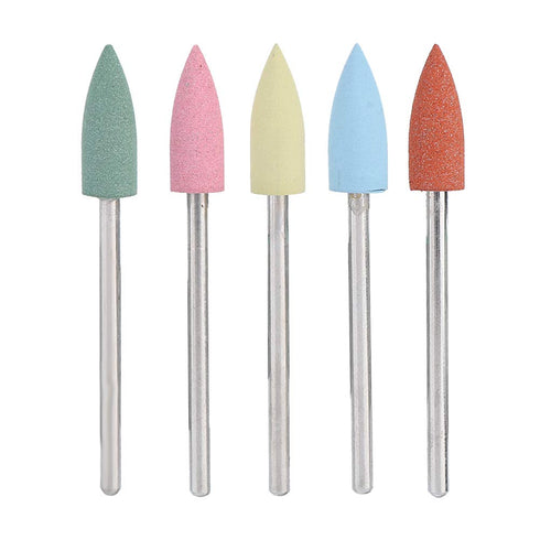 Nail Drill Bits Set, 5pcs Rubber Nail Drill Bits - Manicure Pedicure Tool for Processing and Polishing Nails