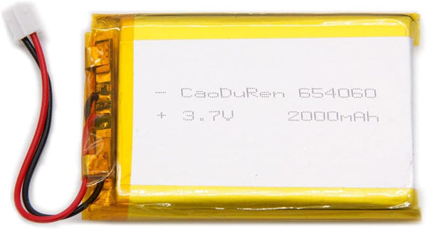MSDS Verified 654060 Rechargeable 3.7V 2000mAh Li Lipo Lithium Polymer Battery Pack with 2 Pin JST Connector