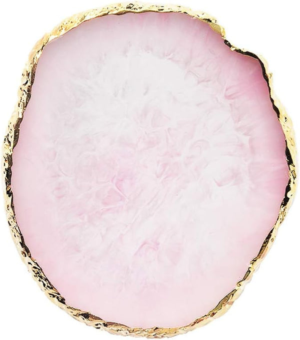 JASSINS Resin Nail Art Palette, Nail Art Painting Mixed Color Palette with Gold Edge for Makeup Display Board (Pink)