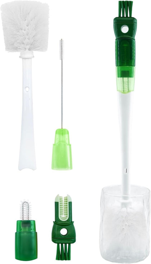 Rovella Five-in-one Bottle Brush Set (1Pc Green), Long Handle Bottle Cleaning Brush Straw