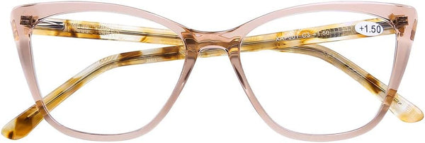 DOOViC Computer Reading Glasses - Blue Light Blocking Anti Eyestrain Fashion Cat Eye Spring Hinge Readers for Women 1.5