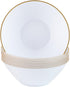 Party Plastic Bowls - White with Gold Rim, 10 Count Round Plates, Elegant Premium Durable Dessert Bowls for Celebrations