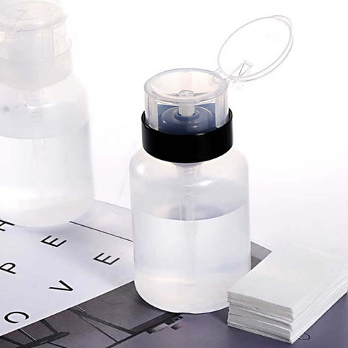 YAMYONE Nail Polish Remover Pump 2 Pack, 200ml Acetone Dispenser Bottle for Makeup Remover, Lockable Push Down