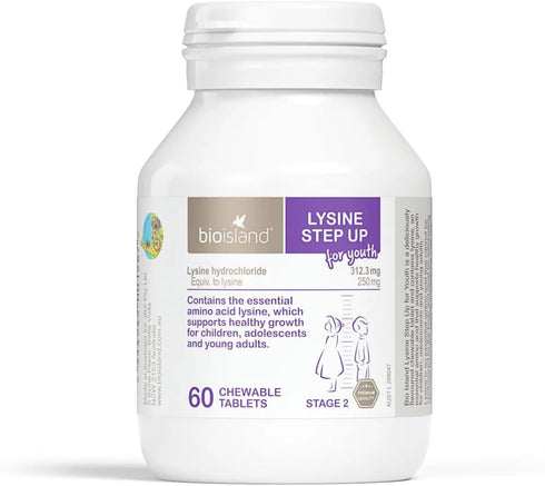 Bio Island Lysine Step Up for Youth, 60 Chewable Tablets