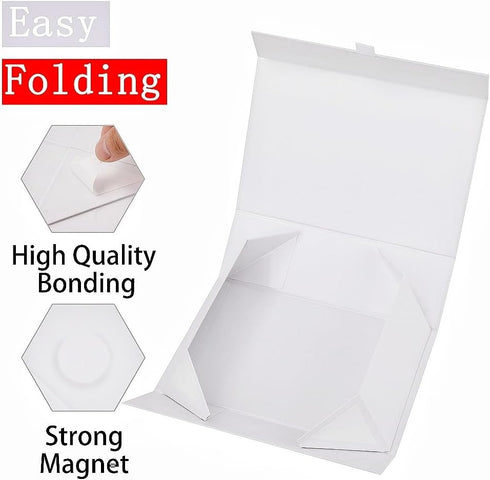 Large White Gift Box 2 Pcs, 13.5x11.8x4.7 Inches, Luxury Rectangle Gift Boxes with Magnetic Closure Lid for Gift